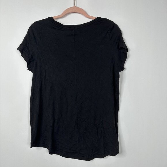 2/$30 St. Tropez West Pure Pima Cotton Basic Tee Cap Sleeve Black M #A0484 TRB3 - Picture 4 of 7